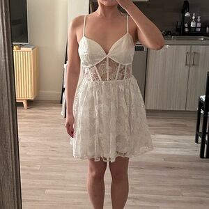 Lulu's White Lace Floral Mini Dress